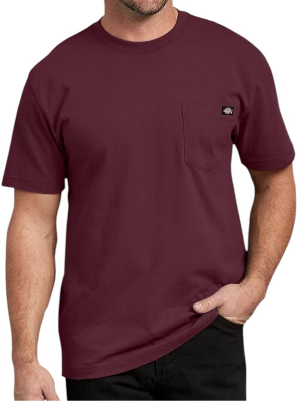 Dickies Mens 2XL Tall Burgundy Heavyweight Pocket T Shirt Workwear Cotton